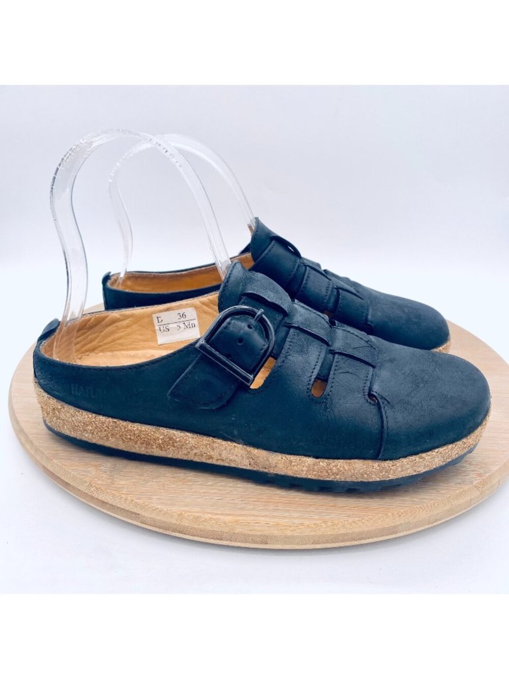 Haflinger Shoes Womens 5 36 Black Leather Comfort Slides Mule Germany Boho